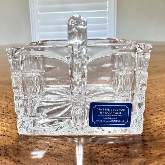 Shannon by Godinger 24% Lead Crystal Scroll Sweet and Low Holder-NEW in Box! - Picture 3 of 5